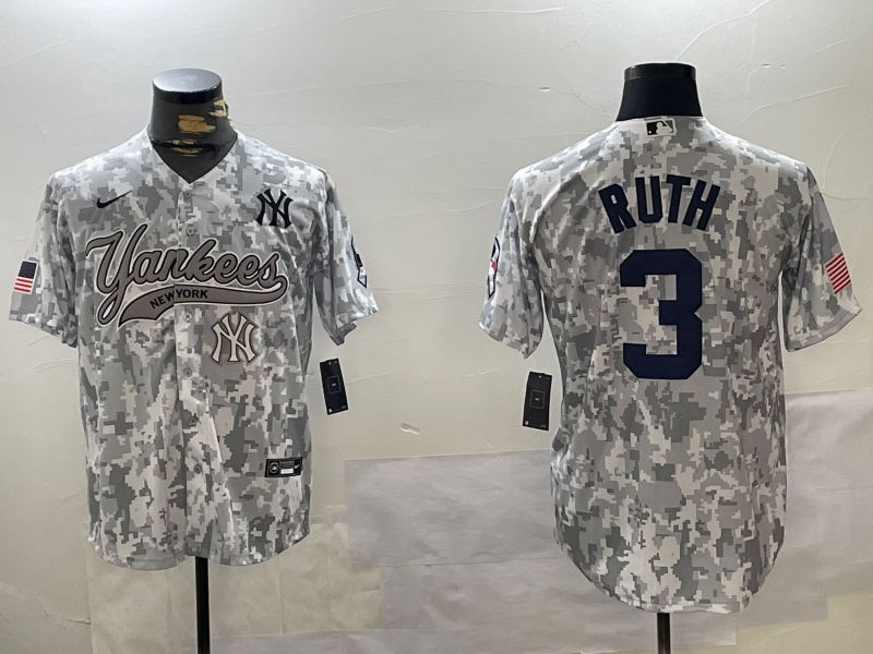 Men New York Yankees 3 Ruth Camo Joint Name 2024 Nike MLB Jersey style 4